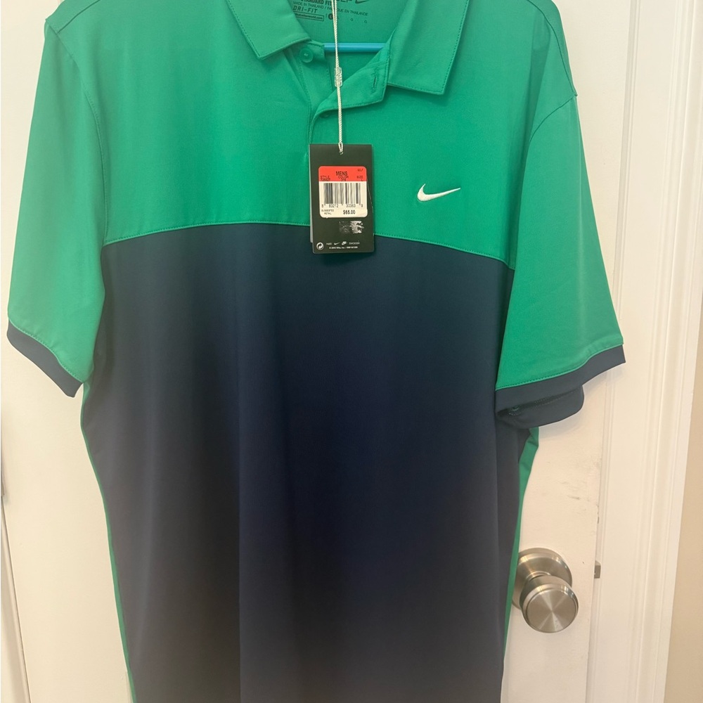 NWT Nike Golf Men's Polo Shirt - Green and Navy